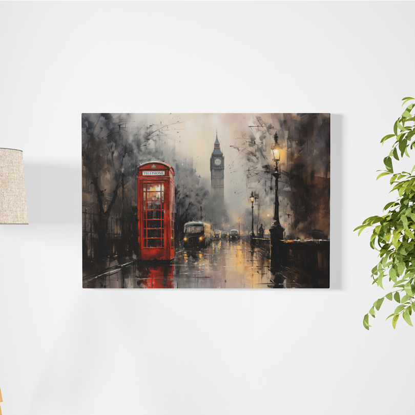 Cabina en Londres - Canva decorativo para sala