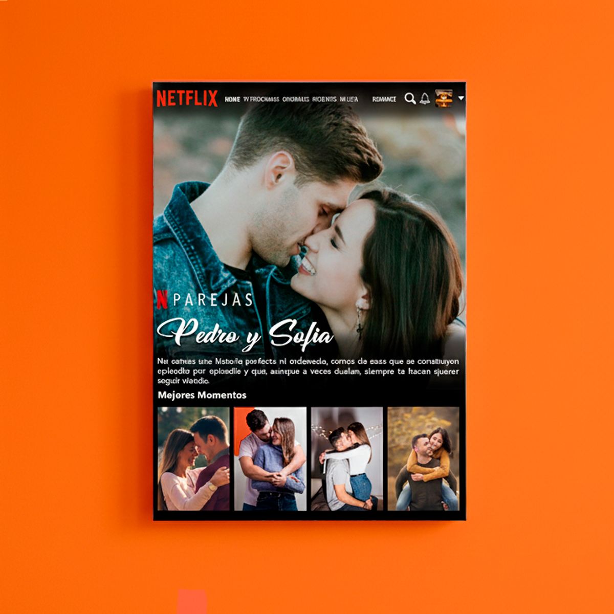 Cuadro Canvas Estilo Netflix "Nuestra Historia" - 45 x 60 CM | Regalo para Parejas