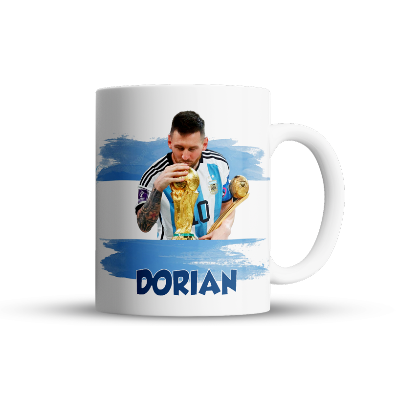 Taza 11oz Messi Campeón Personalizada - Taza para Fans del Fútbol