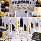 Juego de 12 Vasos Personalizado "Graduación Clase 2026" | 27 oz (800 ml)