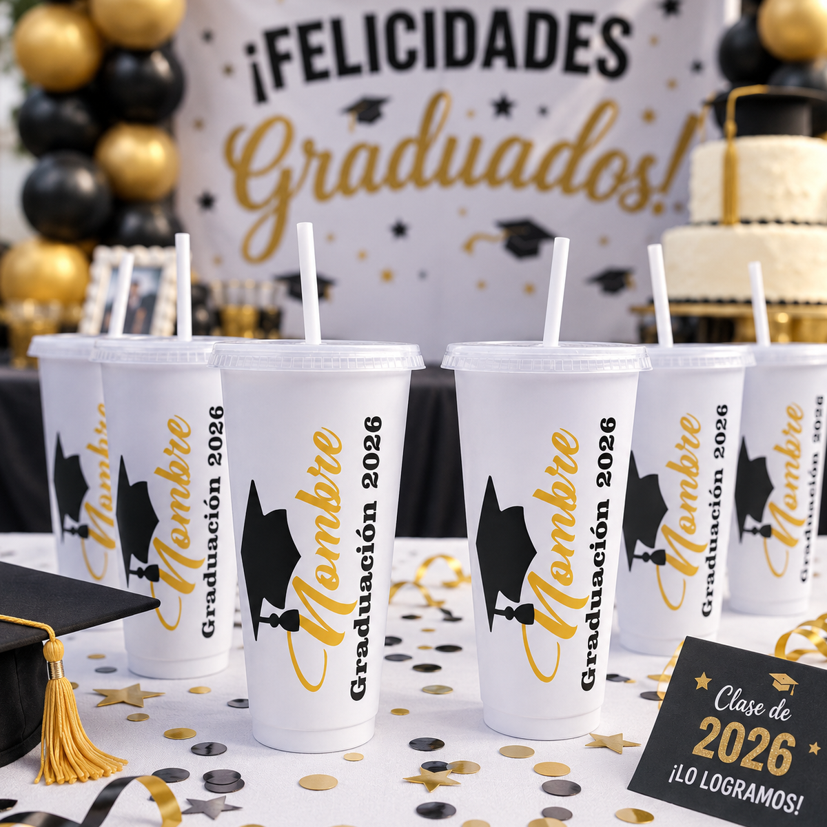 Juego de 12 Vasos Personalizado "Graduación Clase 2026" | 27 oz (800 ml)