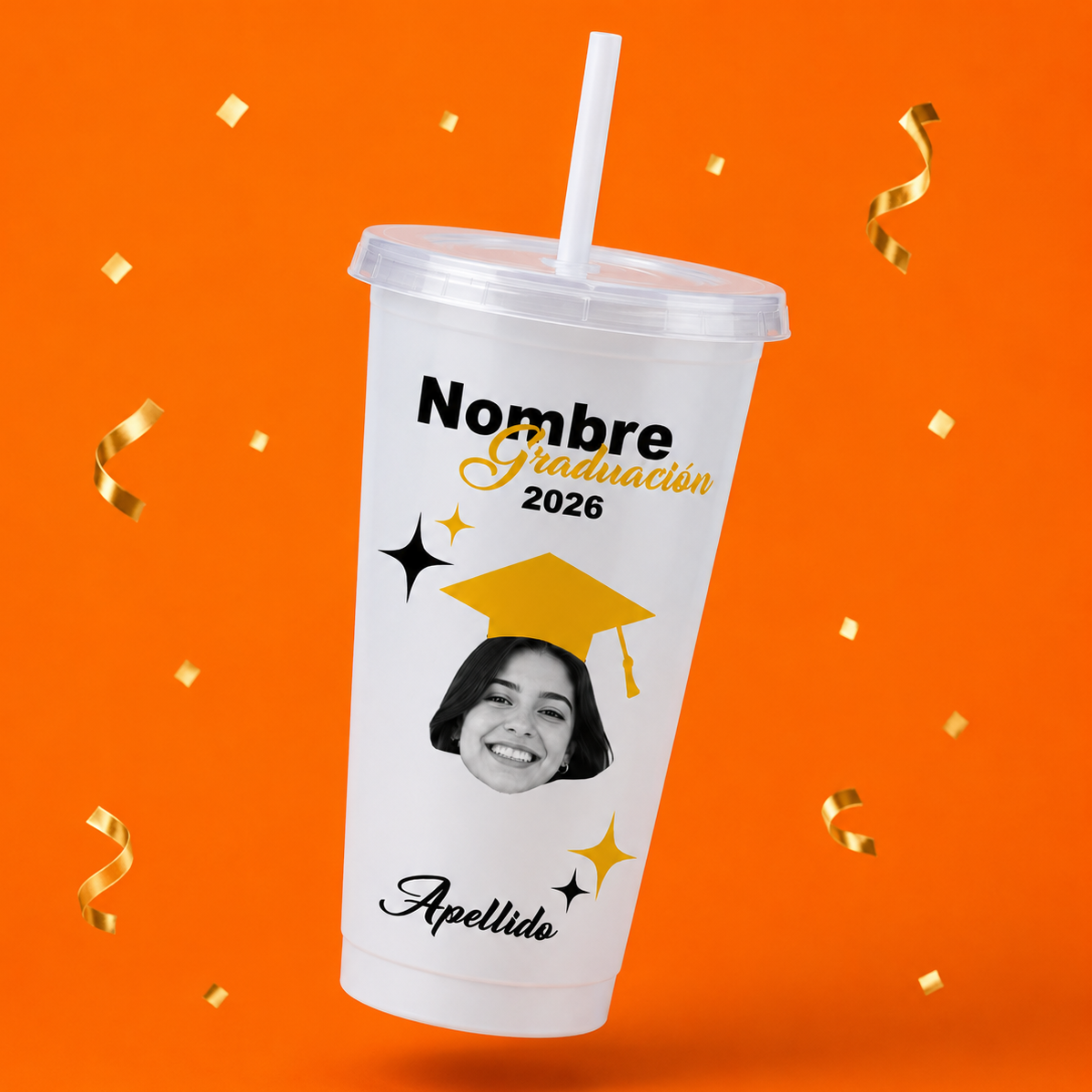 Juego de 12 Vasos de Graduación Personalizado con Foto y Nombre