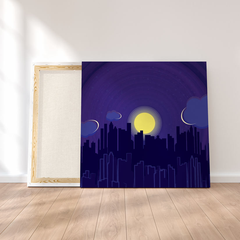 Ciudad nocturna - Cuadro Canvas 1x1 Decorativo